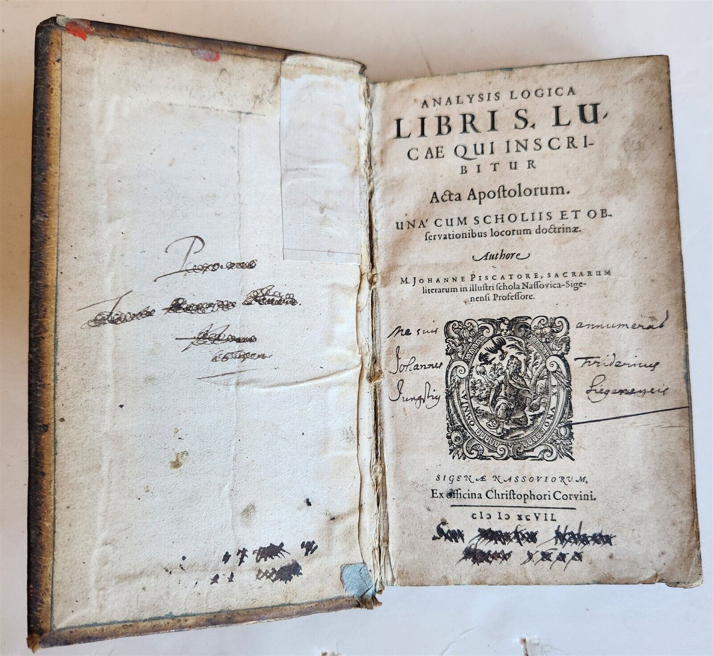 1597 ANALYSIS LOGICA by JOHANNES PISCATOR antique RARE pigskin binding 16th cen