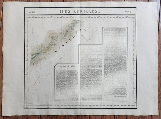 1827 MAP of RUSSIAN ASIA KURIL ISLANDS ILES KURILLES antique 21x29"