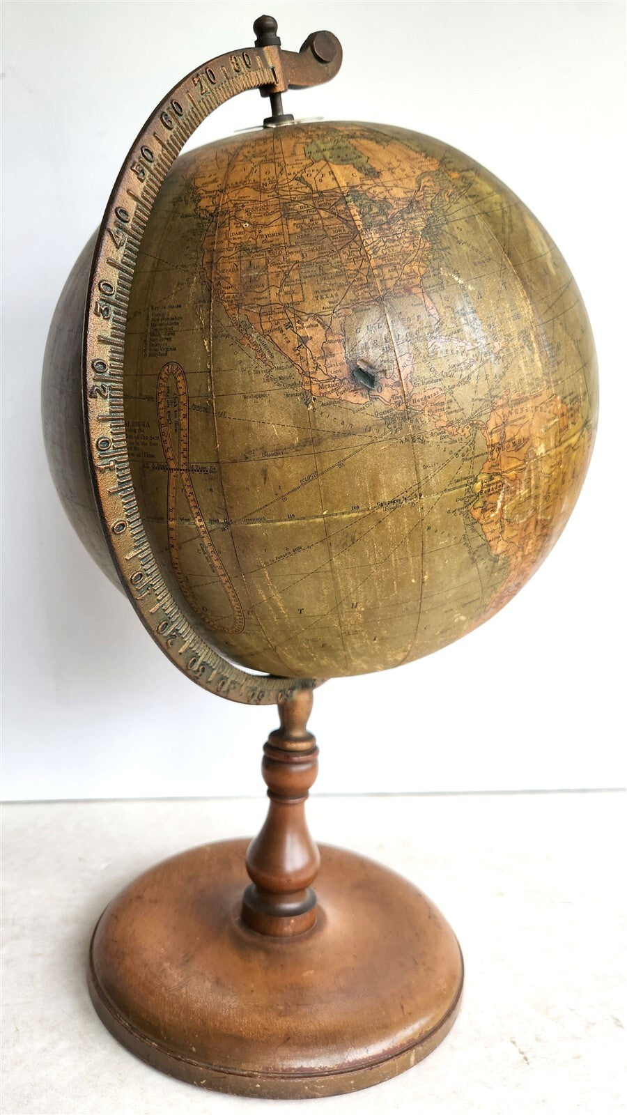 1930s TERRESTRIAL GLOBE by C.S. Hammond New York antique 12 inches diameter
