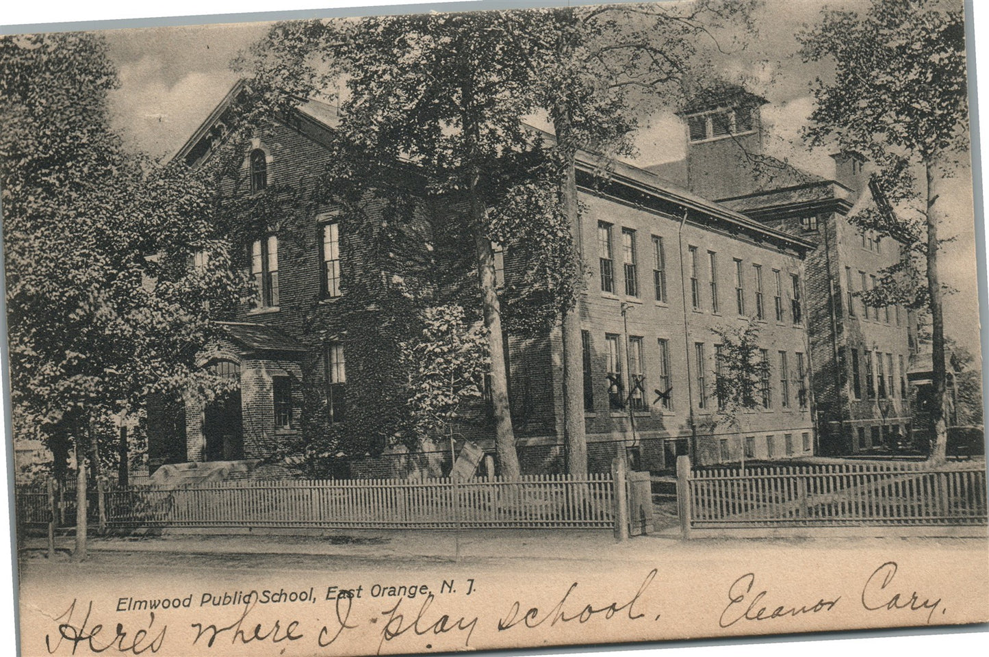 EAST ORANGE NJ ELMWOOD PUBLIC SCHOOL ANTIQUE POSTCARD