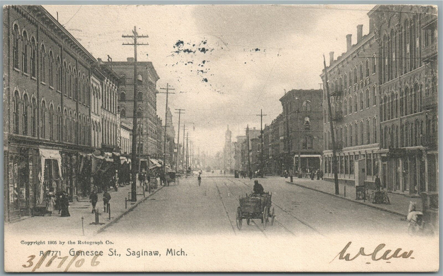 SAGINAW MI GENESSEE STREET ANTIQUE POSTCARD