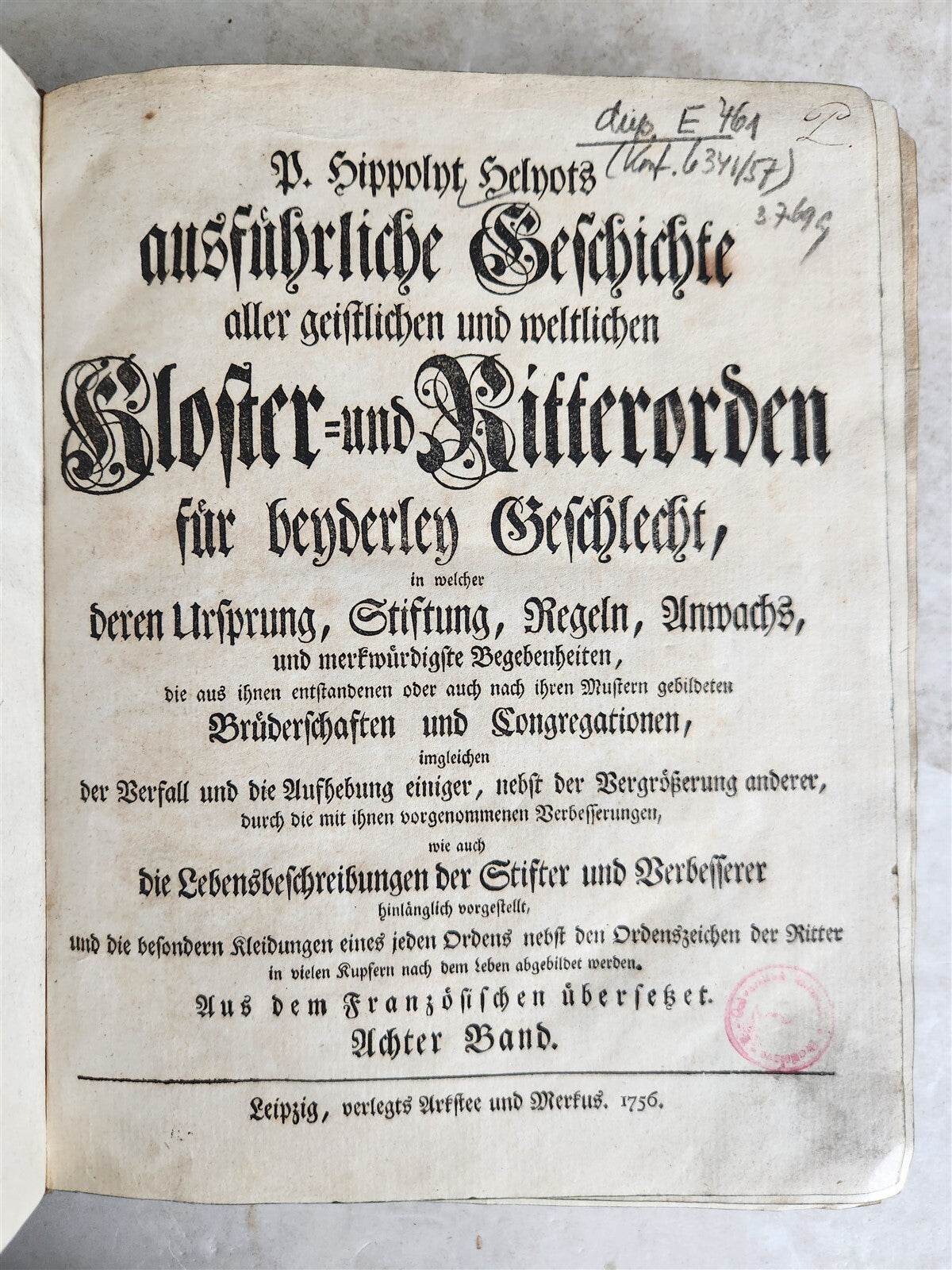 1756 ILLUSTRATED COSTUME HISTORY of MONKS & KNIGHTS for both sexes antique