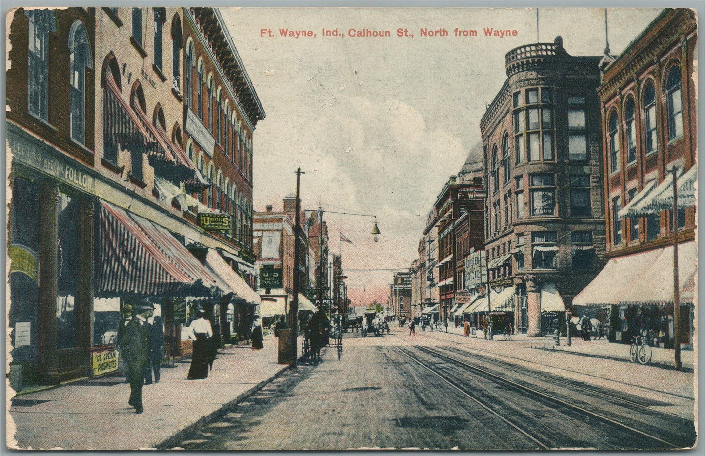 FT.WAYNE IN CALHOUN STREET ANTIQUE POSTCARD
