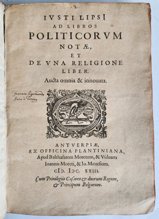 1623 ARISTOTLE antique POLITICORUM vellum bound w/ manuscript cover