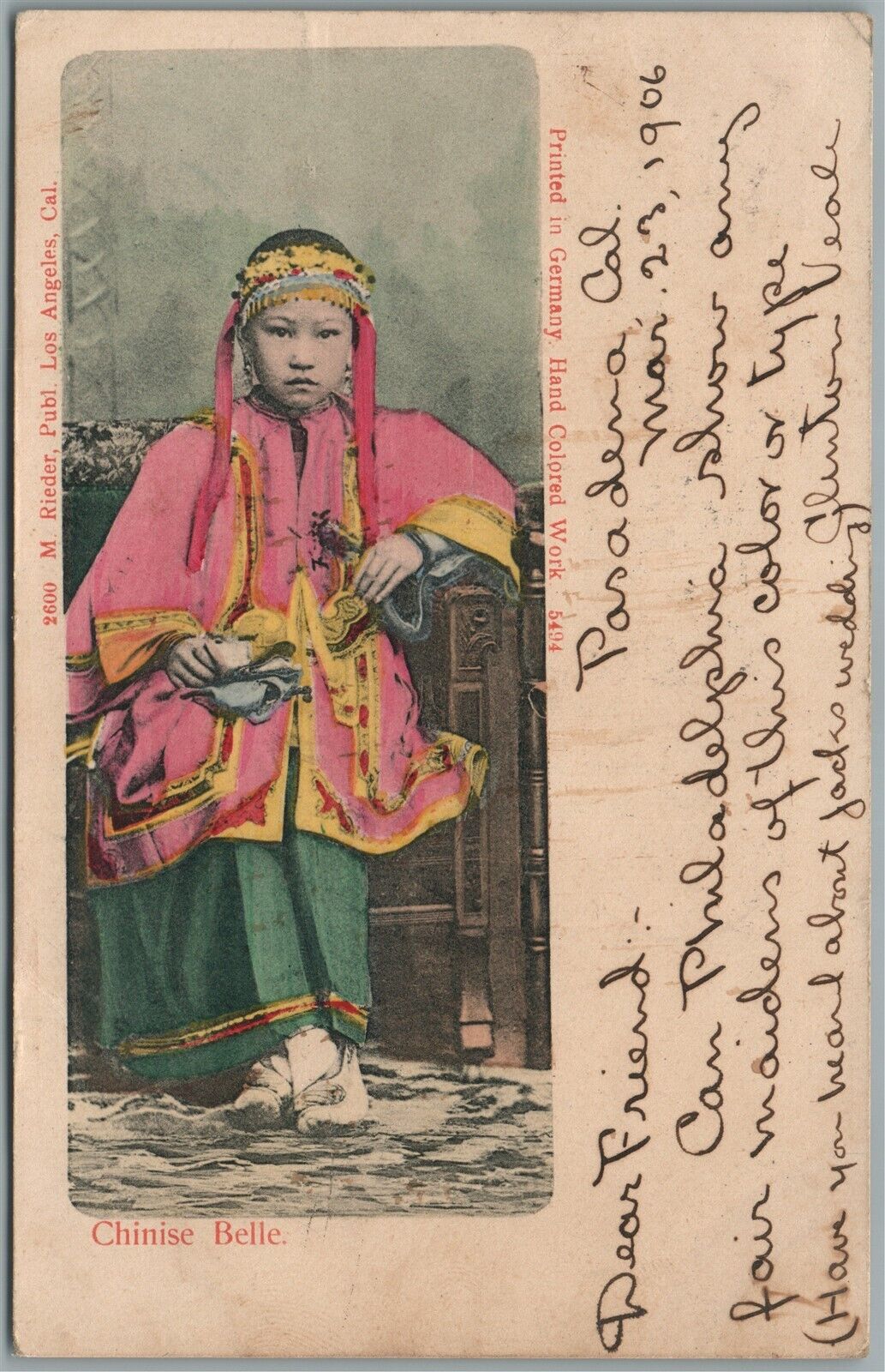 CHINESE BELLE ANTIQUE POSTCARD