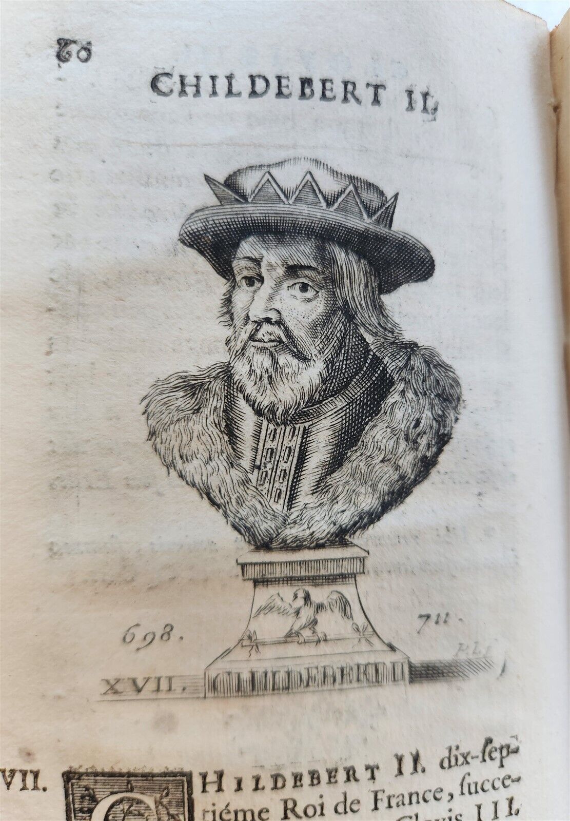 1726 HISTORY of FRANCE ILLUSTRATED w/ PORTRAITS of FRENCH KINGS S antique