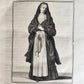 1756 ILLUSTRATED COSTUME HISTORY of MONKS & KNIGHTS for both sexes antique