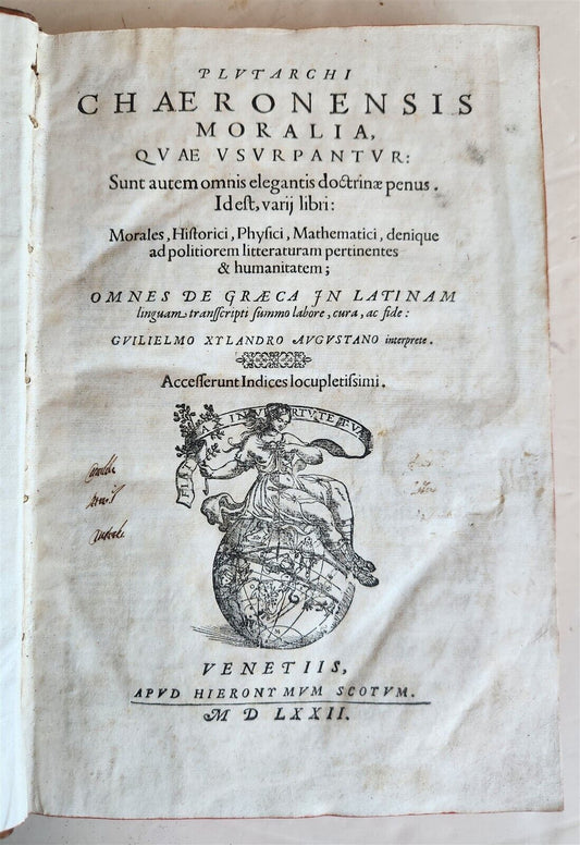 1572 PLUTARCH MORALIA antique FOLIO 16th CENTURY