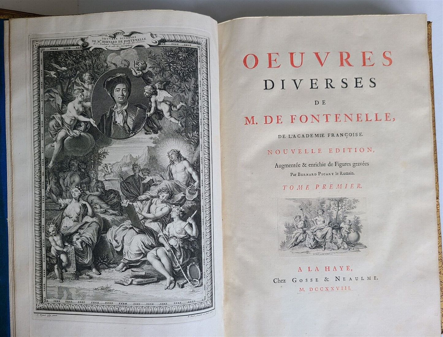 1728 Bernard Le Bovier de Fontenelle WORKS 3 FOLIO VOLUMES ILLUSTRATED antique