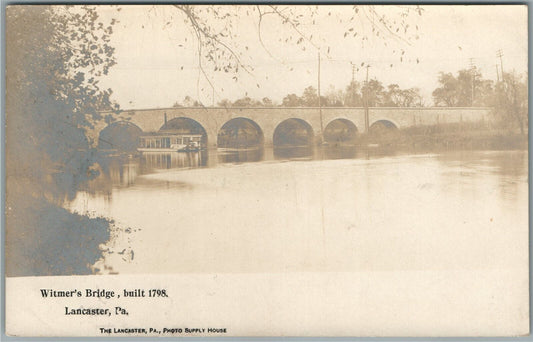 LANCASTER PA WITMER'S BRIDGE ANTIQUE REAL PHOTO POSTCARD RPPC