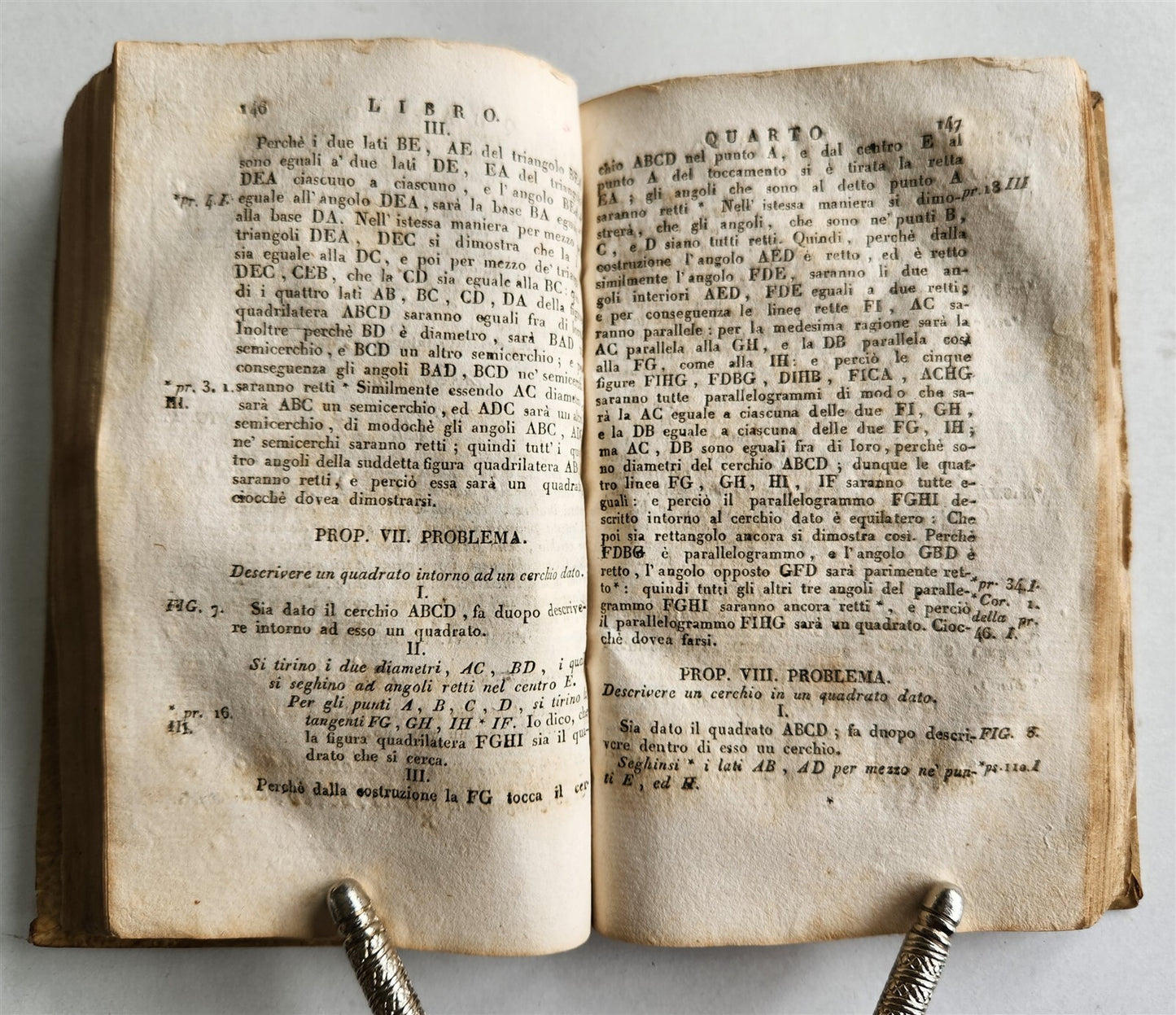 1824 EUCLID GEOMETRY antique ILLUSTRATED vellum binding