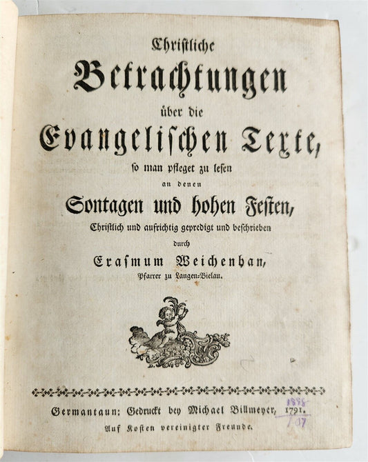 1791 CHRISTLICHE BETRACHTUNGEN antique Americana PHILADELPHIA GERMANTOWN