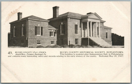BUCKS CO. PA ARNOLD BROS. DOYLESTOWN HISTORICAL SOCIETY ANTIQUE POSTCARD # 49