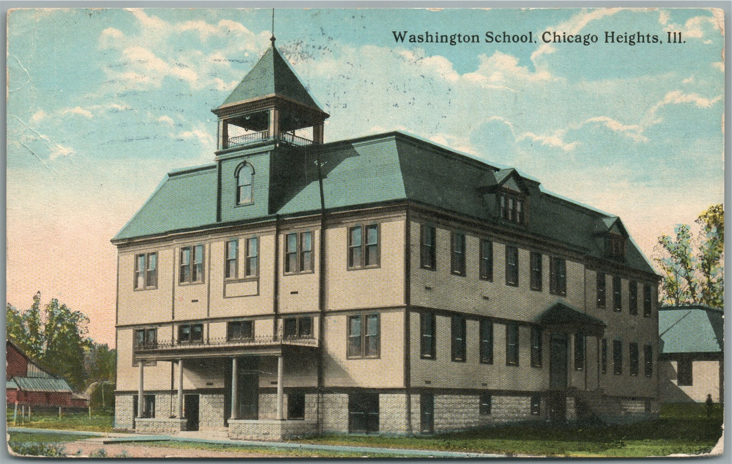 CHICAGO HEIGHT IL WASHINGTON SCHOOL ANTIQUE POSTCARD