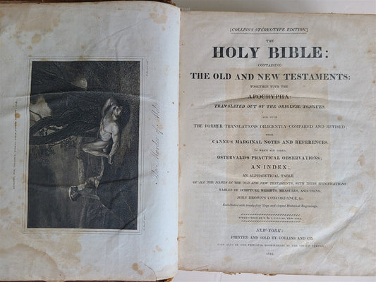 1816 BIBLE in ENGLISH antique ILLUSTRATED New York AMERICANA