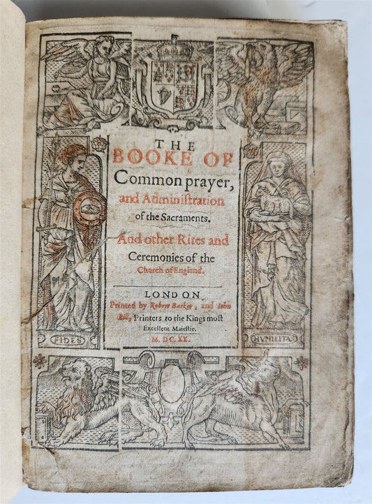 1620 BOOK OF COMMON PRAYER of CHURCH of ENGLAND PSALTER antique ARMORIAL BINDING