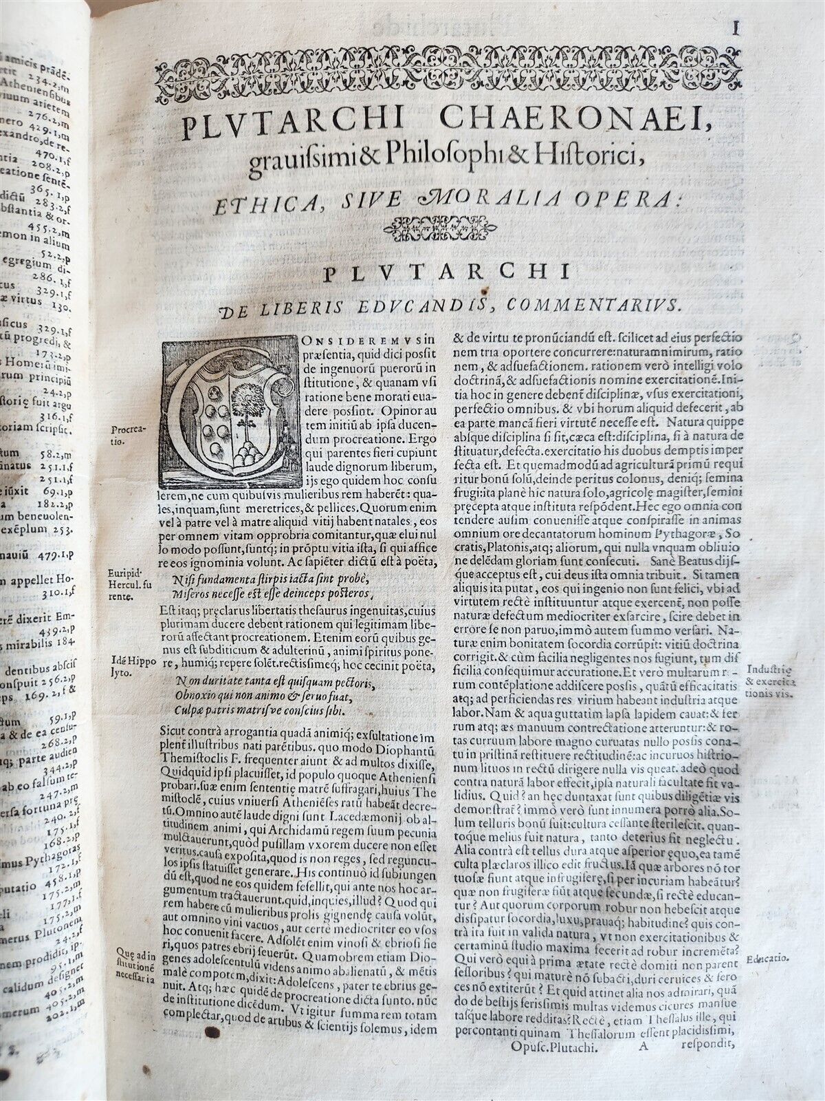 1572 PLUTARCH MORALIA antique FOLIO 16th CENTURY