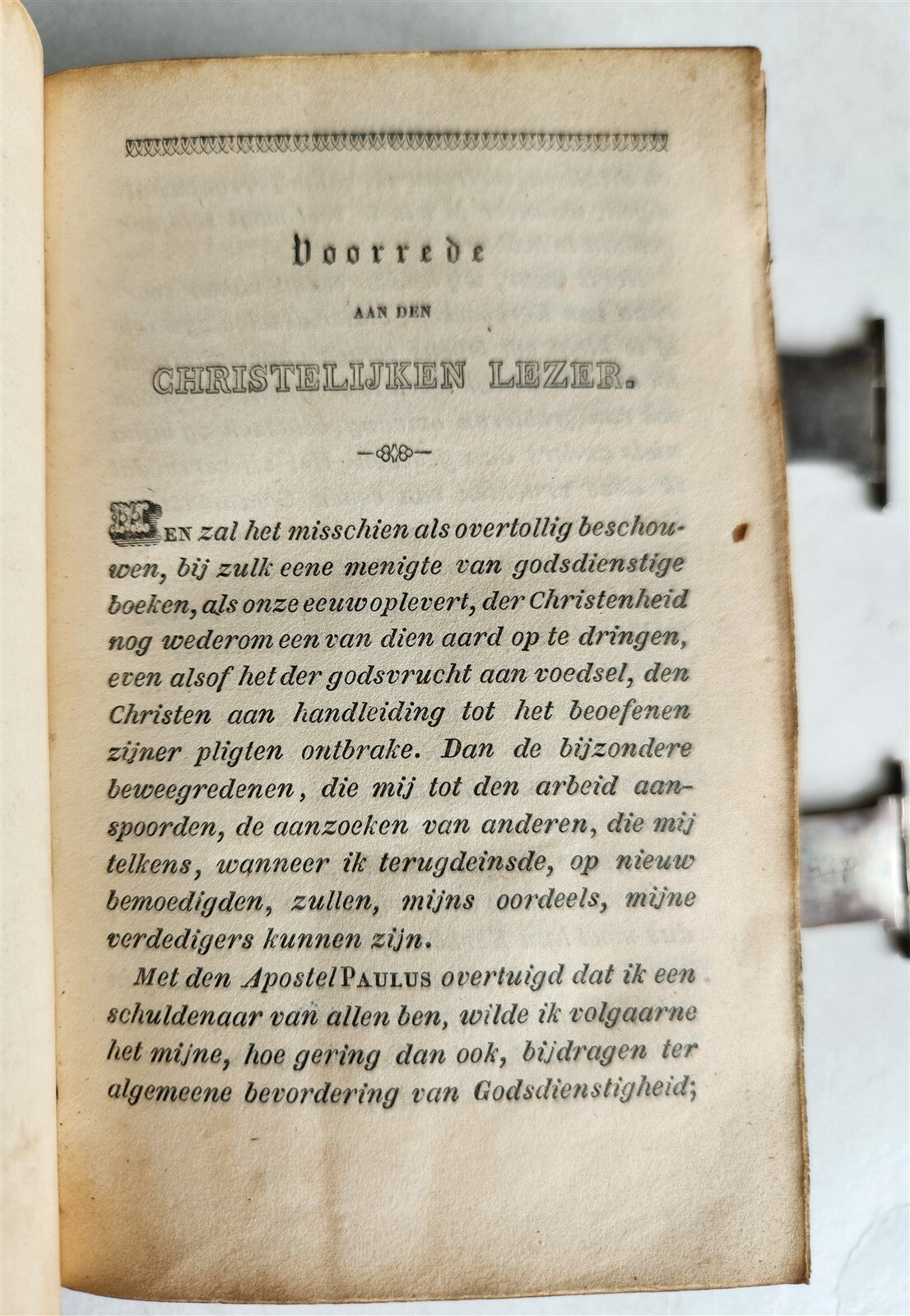 1843 DUTCH CHURCH BOOK antique w/ SILVER EDGES & CLASPS