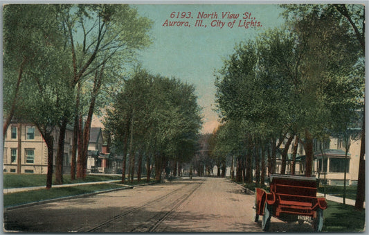 AURORA IL NORTH VIEW STREET ANTIQUE POSTCARD