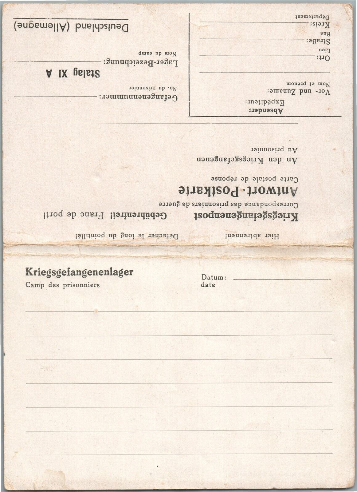 PRISONER of WAR POST WWII ERA ANTIQUE POSTCARD