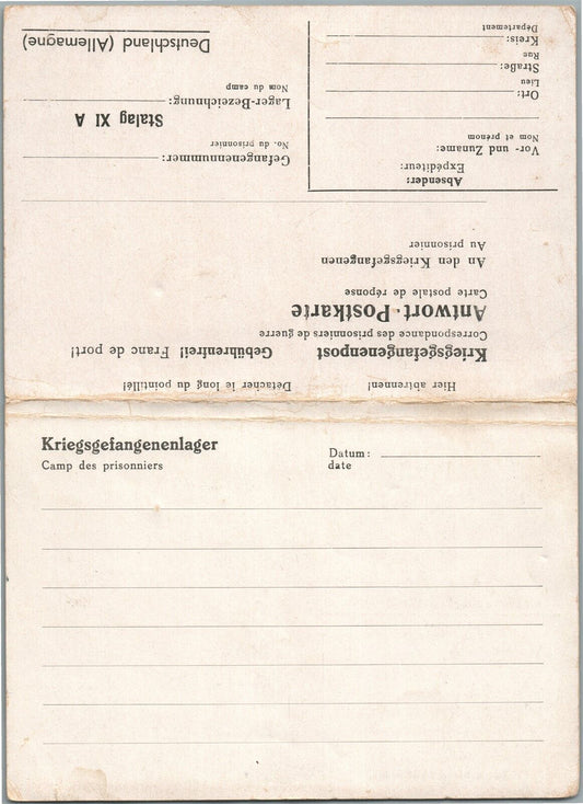 PRISONER of WAR POST WWII ERA ANTIQUE POSTCARD