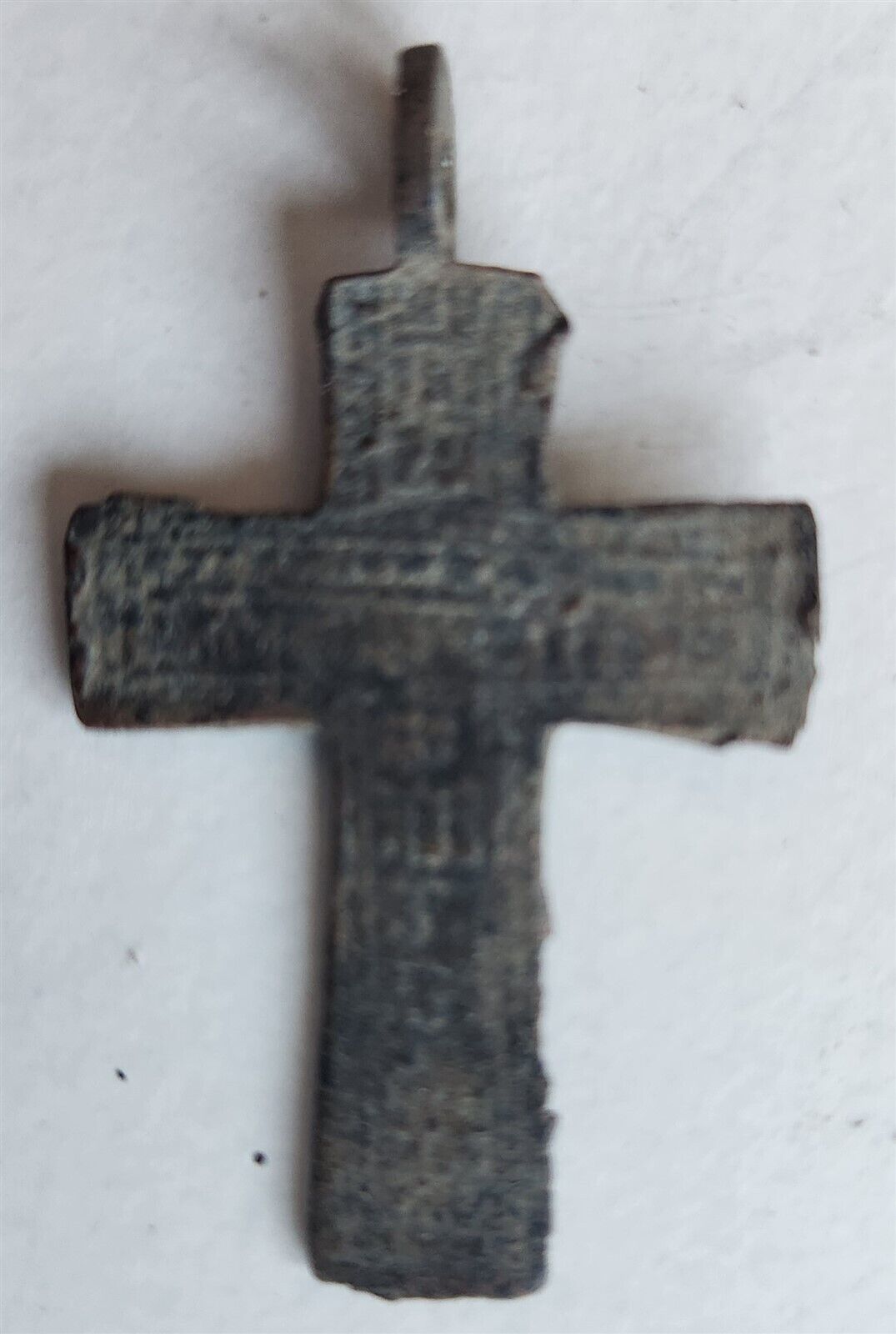 RUSSIAN BRONZE 19th CENTURY antique NECK CROSS icon crucifix