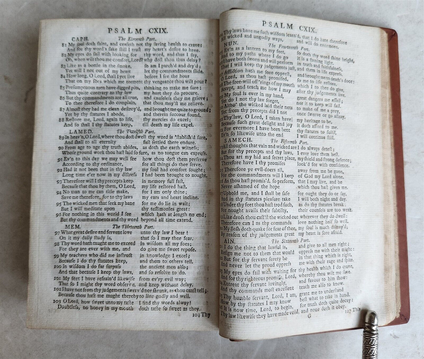 1769 BOOK of COMMON PRAYER w/ PSALTER in ENGLISH antique
