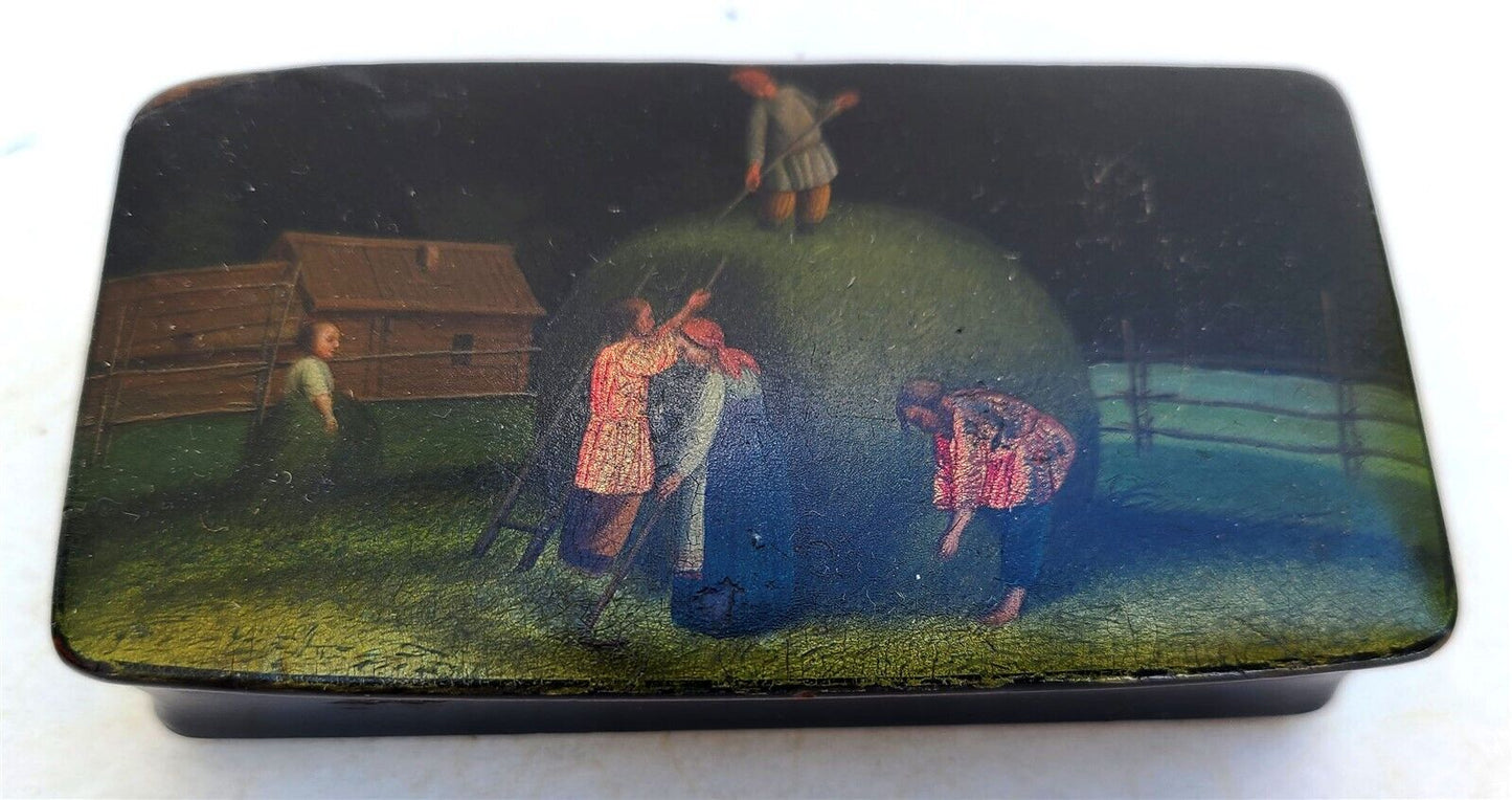 1900s early RUSSIAN IMPERIAL LUKUTIN MANUFACTURE LACQUER BOX antique RARE