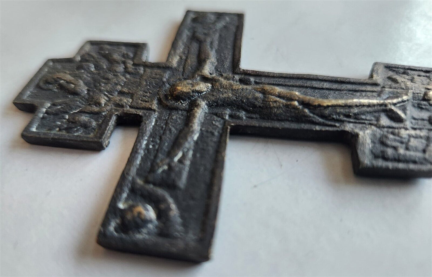 RUSSIAN BRONZE CRUSIFIX ICON 18th/19th CENTURY antique CROSS