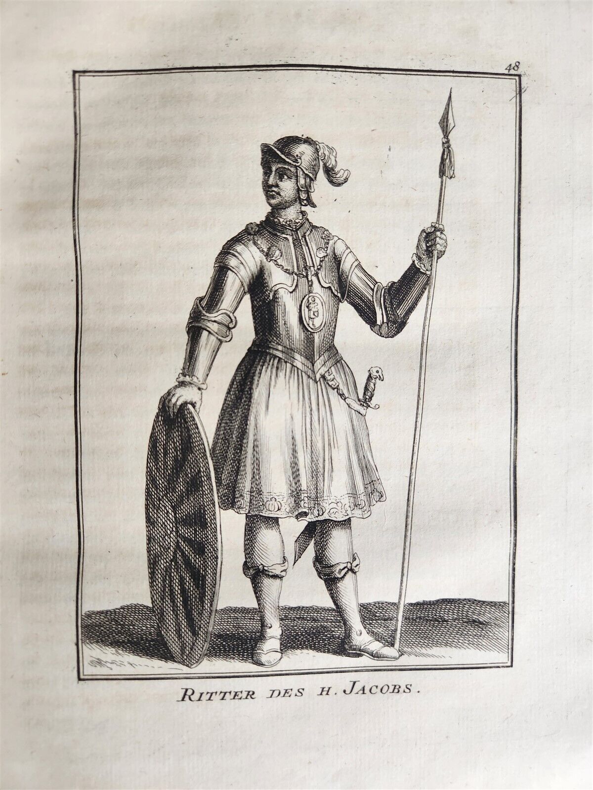 1756 ILLUSTRATED COSTUME HISTORY of MONKS & KNIGHTS for both sexes antique