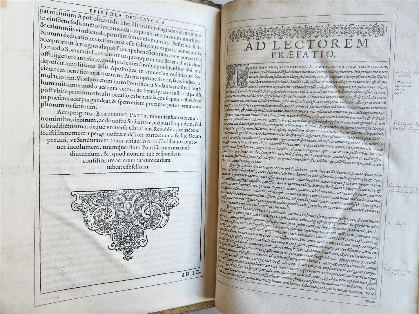 1586 DISPUTATIONES AGAINST HERETICS ROBERTI BELLARMINI antique PIGSKIN FOLIO v.1