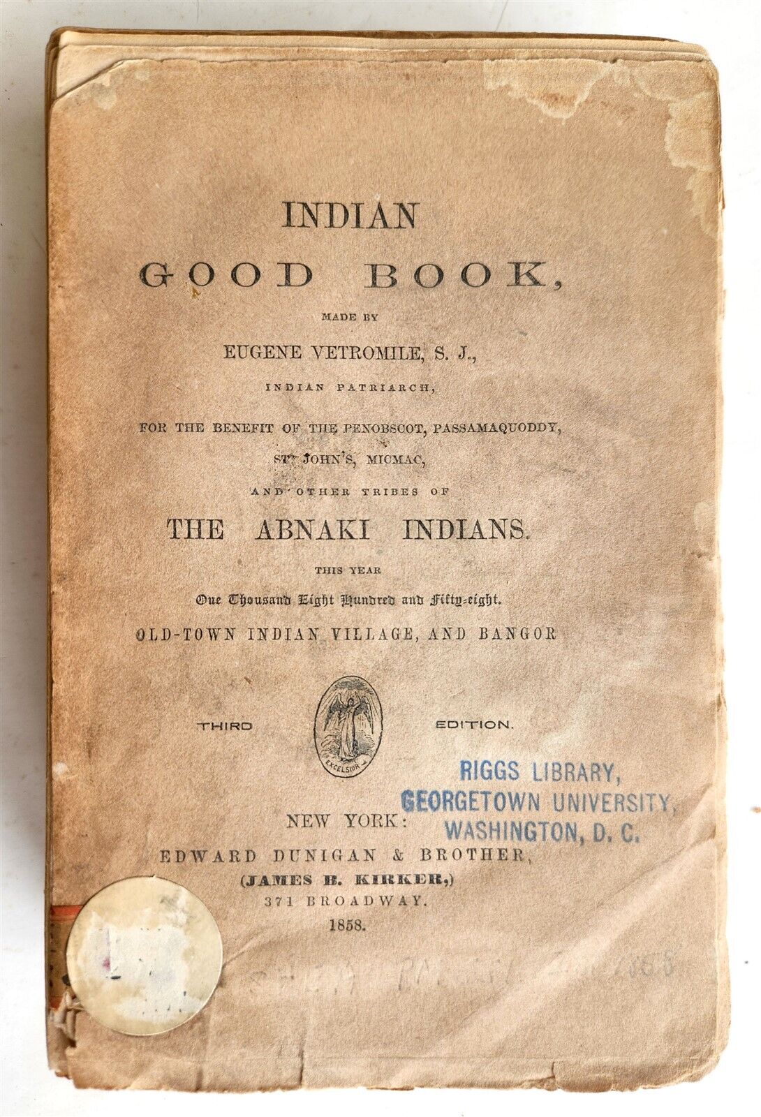 1858 INDIAN GOOD BOOK ABNAKI LANGUAGE antique AMERICANA rare