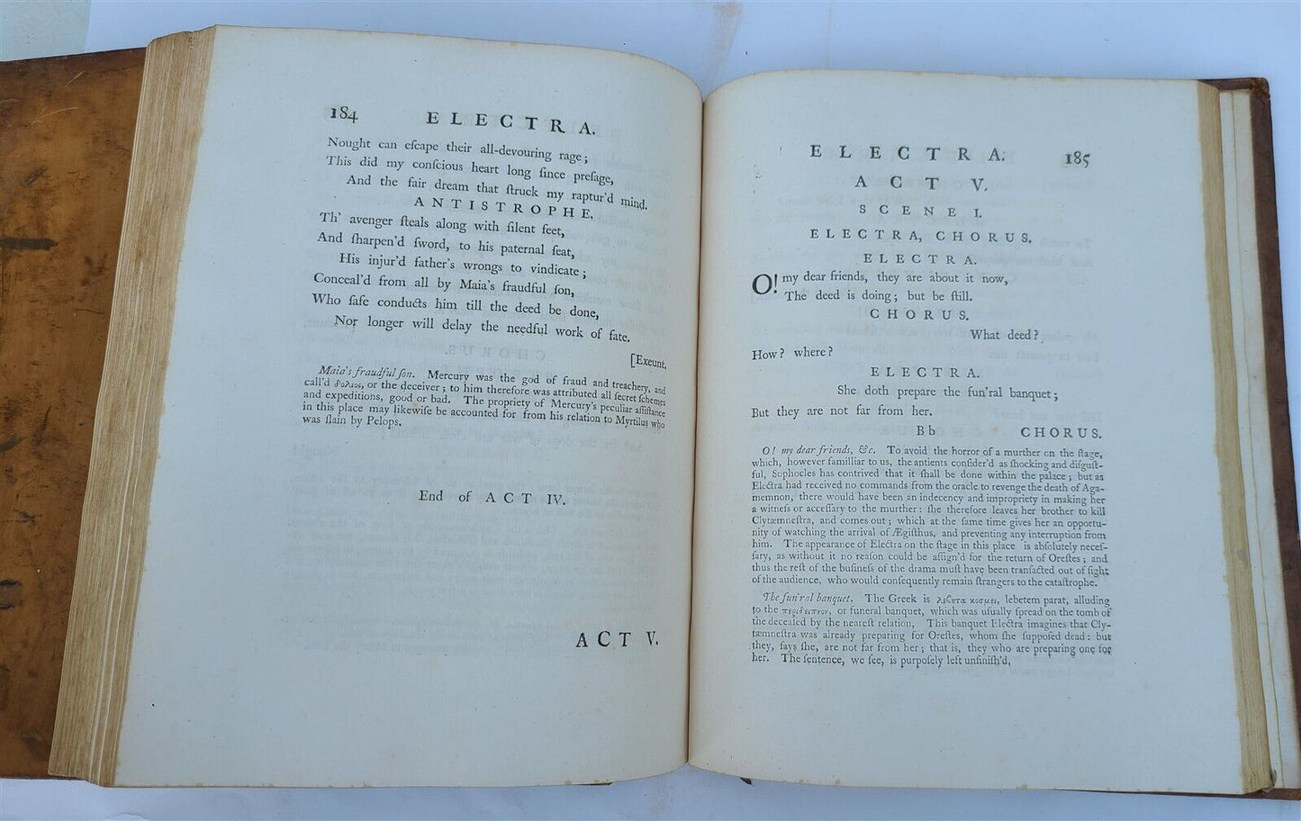 1759 SOPHOCLES in ENGLISH TRAGEDIES 2 FOLIO VOLUMES antique