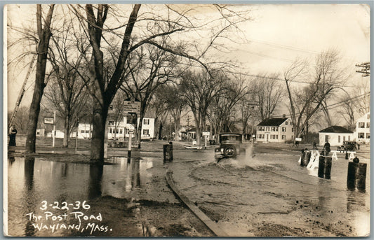 WAYLAND MA POST ROAD ANTIQUE REAL PHOTO POSTCARD RPPC