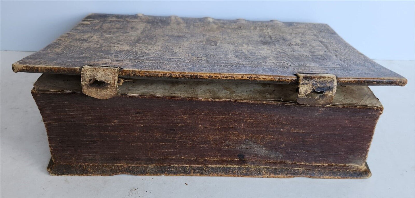 1788 BIBLE in GERMAN ILLUSTRATED antique MASSIVE PIGSKIN BOUND FOILIO