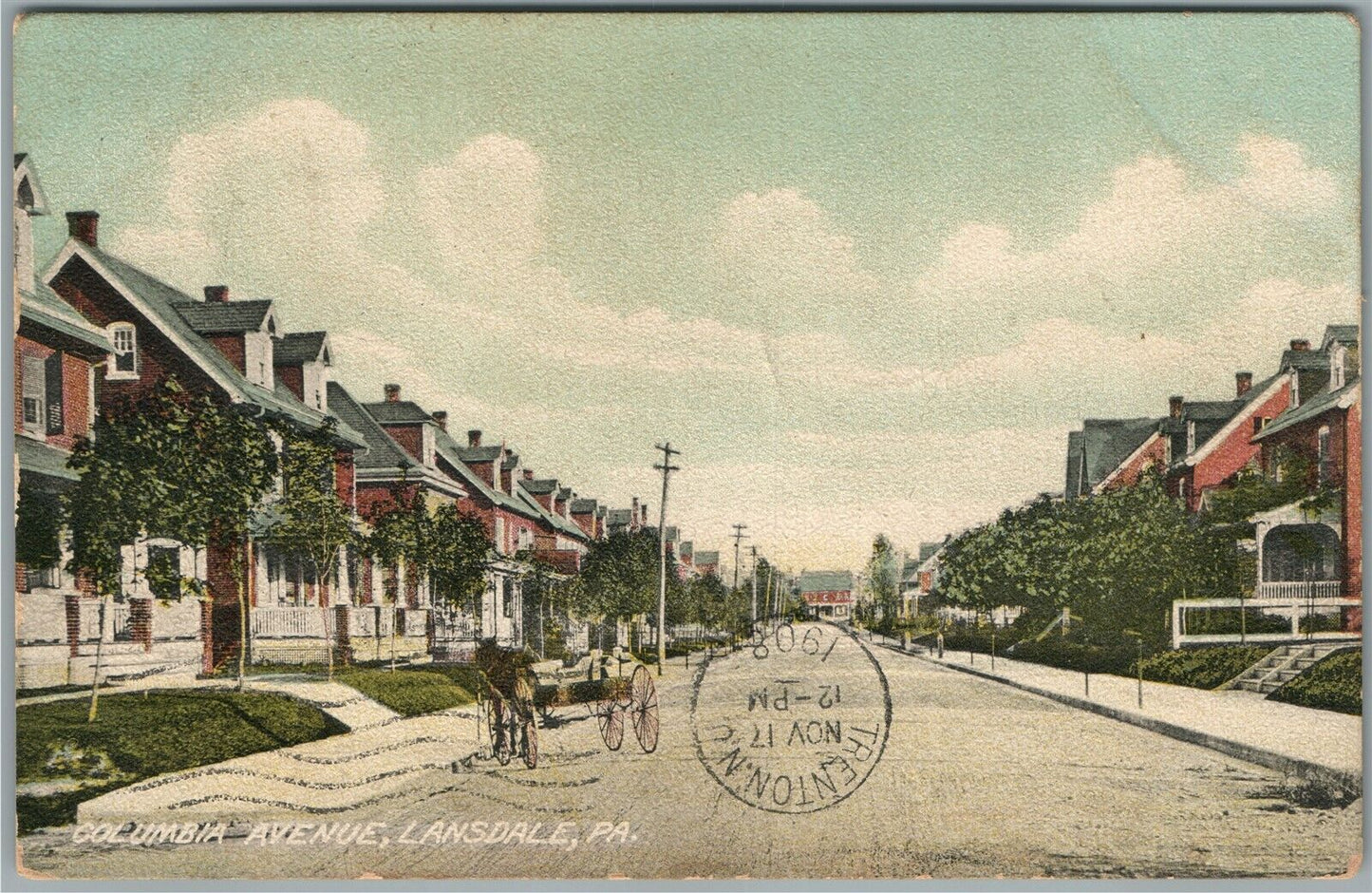 LANSDALE PA COLUMBIAN AVENUE ANTIQUE POSTCARD