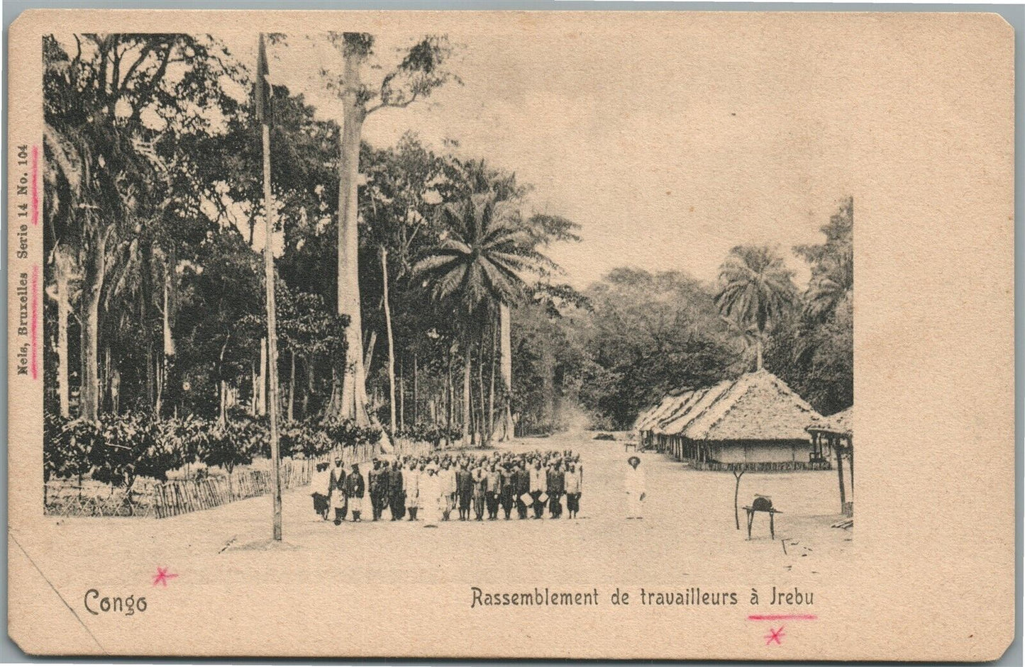 CONGO RASSEMBLEMENT DE TRAVAILLEURS A JREBU ANTIQUE POSTCARD