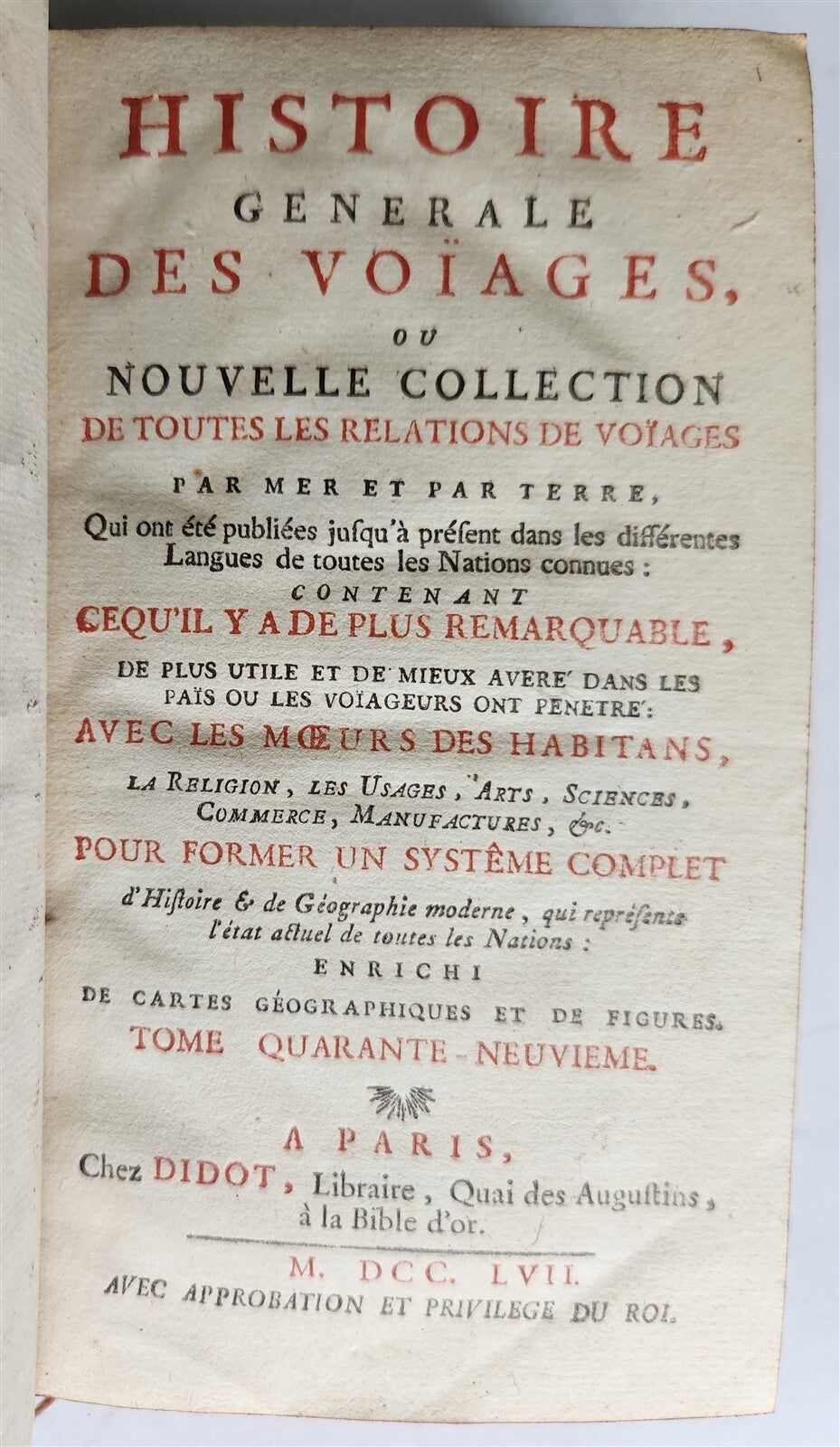 1752 HISTOIRE des VOYAGES antique Vol.49 SOUTH AMERICA & CANADA illustrated