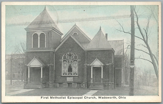 WADSWORTH OH FIRST METHODIST CHURCH ANTIQUE POSTCARD