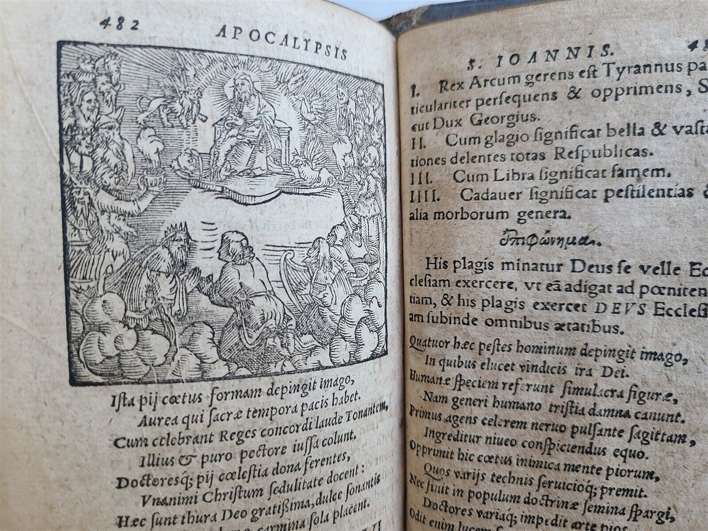 1575 APOCALYPSE COMMENTARY by D. Chytraeus ILLUSTRATED antique pigskin BINDING