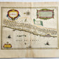 1640 MAP of CHILE by WILLEM BLAEU antique AUTHENTIC hand colored