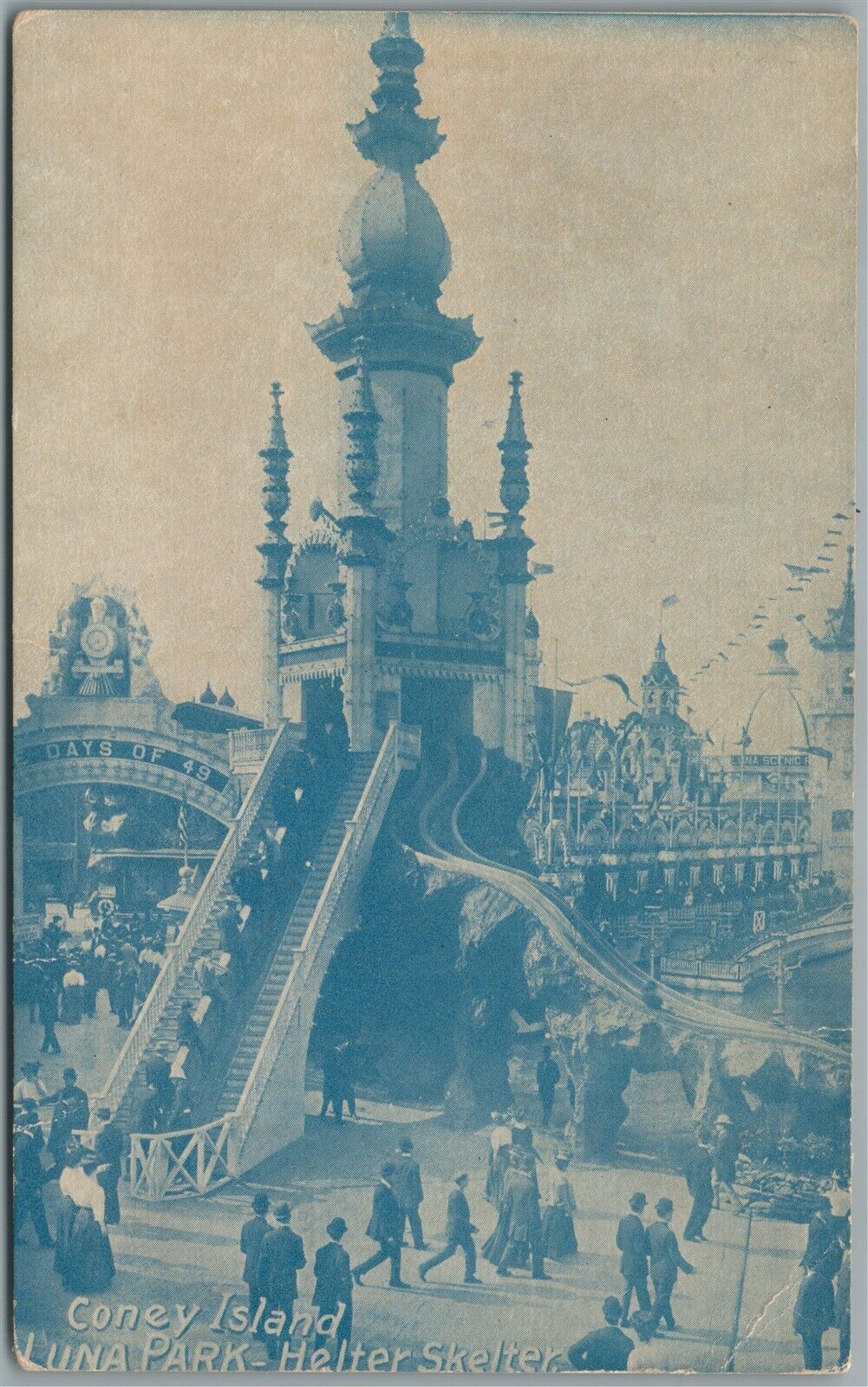 CONEY ISLAND NY LUNA PARK HELTER SKELTER ANTIQUE POSTCARD