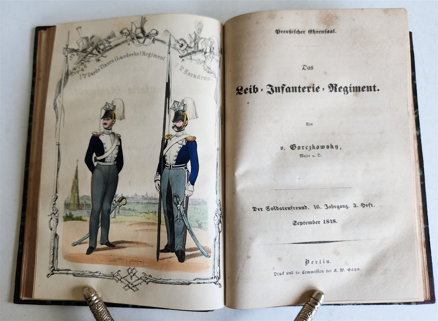 1848 GERMAN SOLDIER'S JOURNAL antique ILLUSTRATED