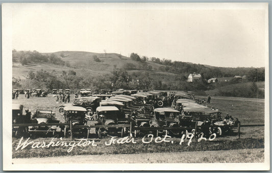 WASHINGTON FAIR IN CAR PARKING VINTAGE REAL PHOTO POSTCARD RPPC
