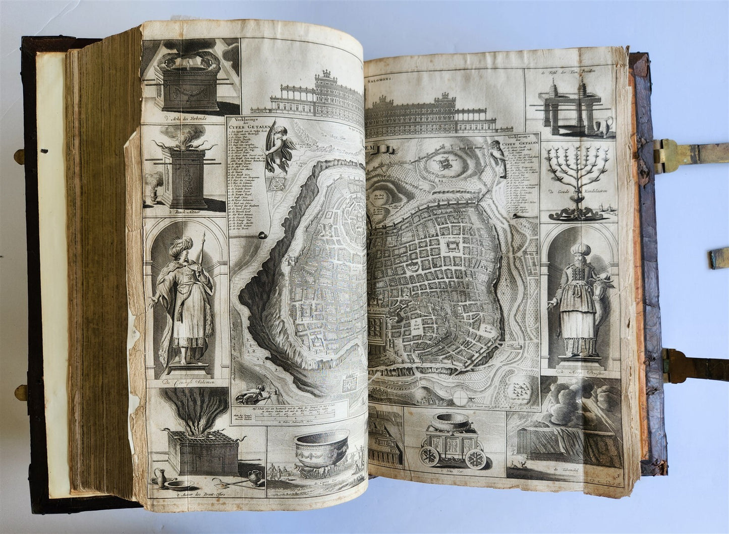 1702 BIBLE in DUTCH MASSIVE FOLIO antique ILLUSTRATED w/6 MAPS incl. WORLD'S MAP
