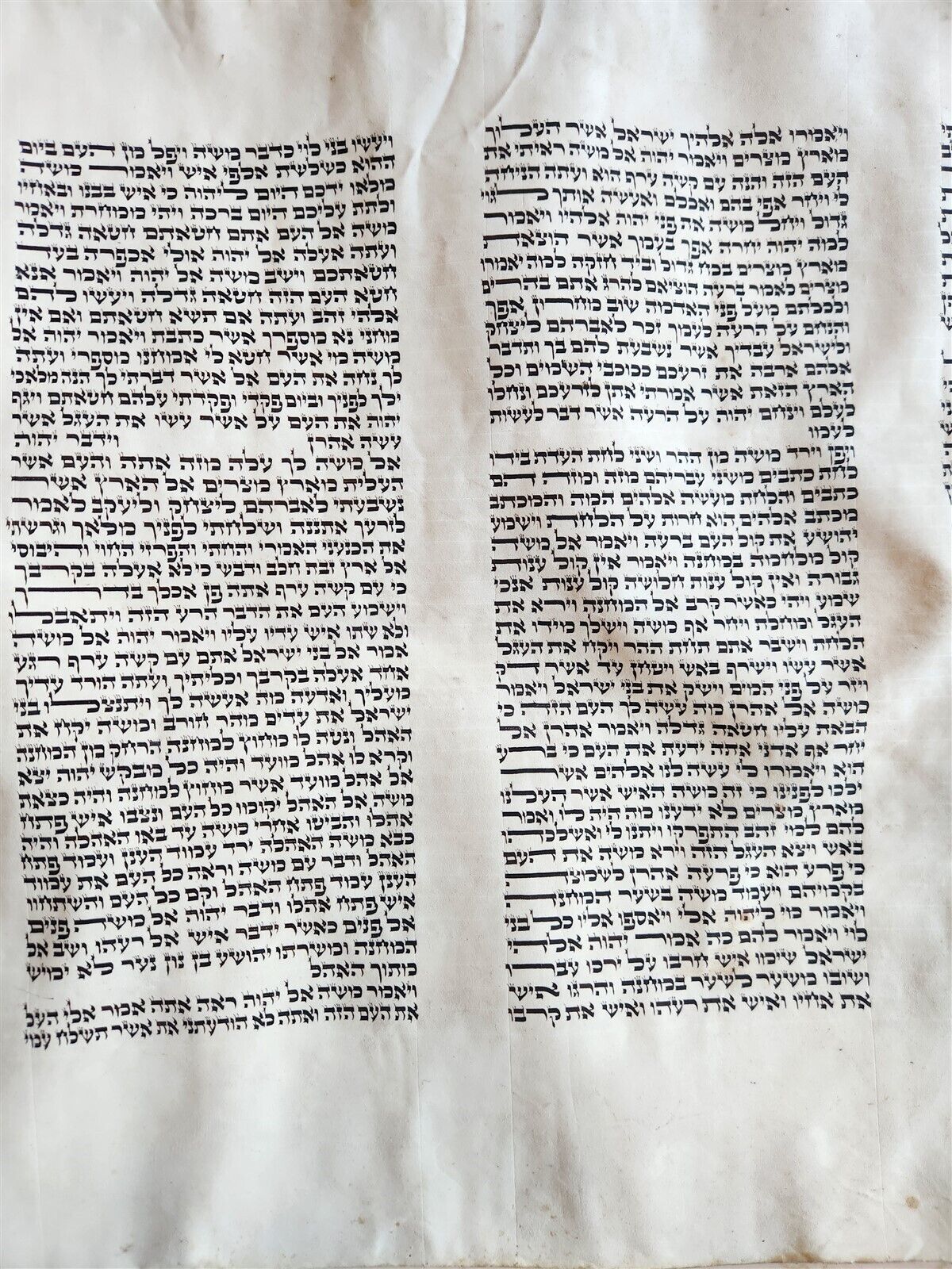 TORAH SCROLL FRAGMENT MANUSCRIPT on VELLUM antique BIBLE EXODUS 21:28-34:35