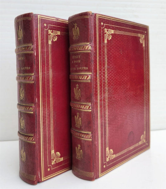 1834 POEMS of SAMUEL ROGERS antique 2 VOLS DECORATIVE BINDING poetry ILLUSTRATED