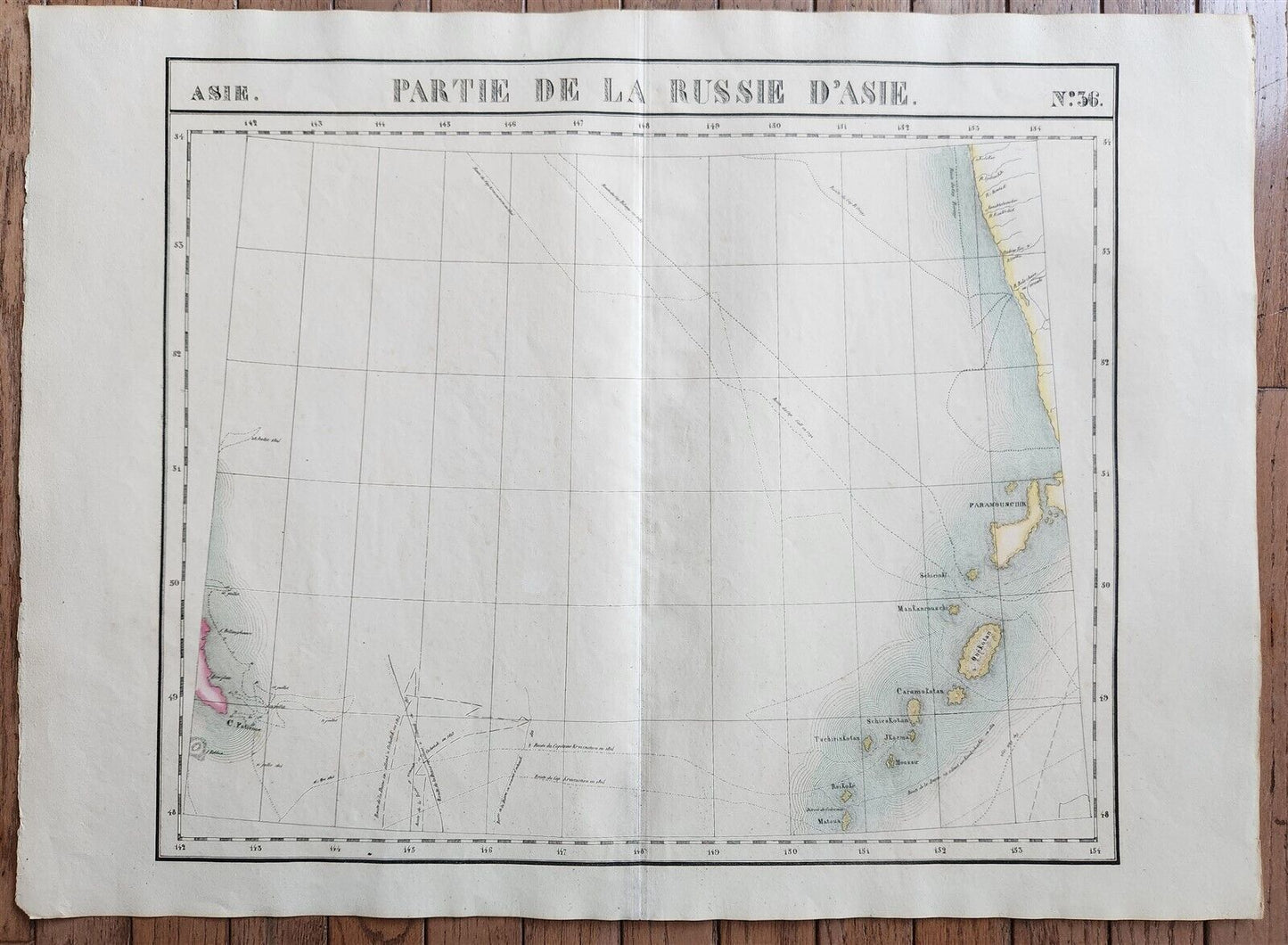 1827 MAP of RUSSIAN ASIA KURIL ISLANDS PARTIE DE LA RUSSIE D'ASIA antique 21x29"