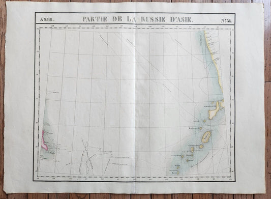 1827 MAP of RUSSIAN ASIA KURIL ISLANDS PARTIE DE LA RUSSIE D'ASIA antique 21x29"