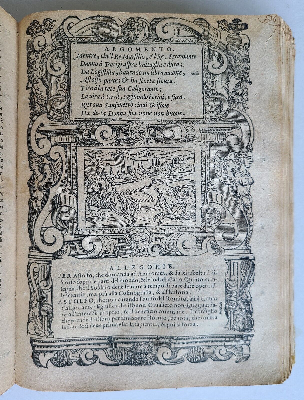 1583 ORLANDO FURIOSO by Ludovico ARIOSTO STRIKINGLY ILLUSTRATED antique vellum